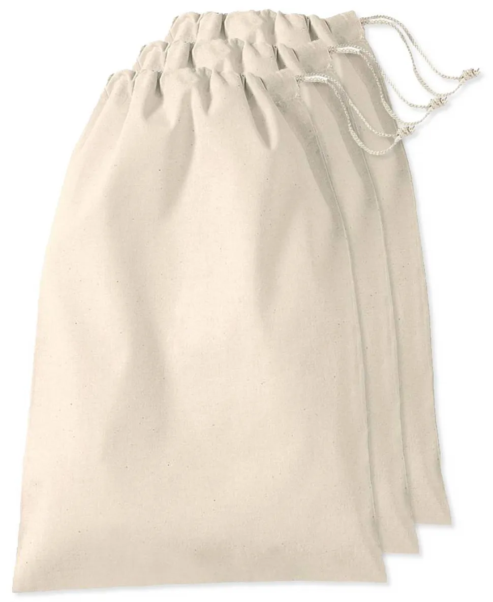 Pack de 3 Westford mill WM216 - Sac Cordelette en Coton Premium - fermeture à cordon - différentes tailles