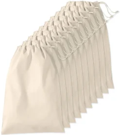 Pack de 100 Westford mill WM216 - Sac Cordelette en Coton Premium - fermeture à cordon - différentes tailles