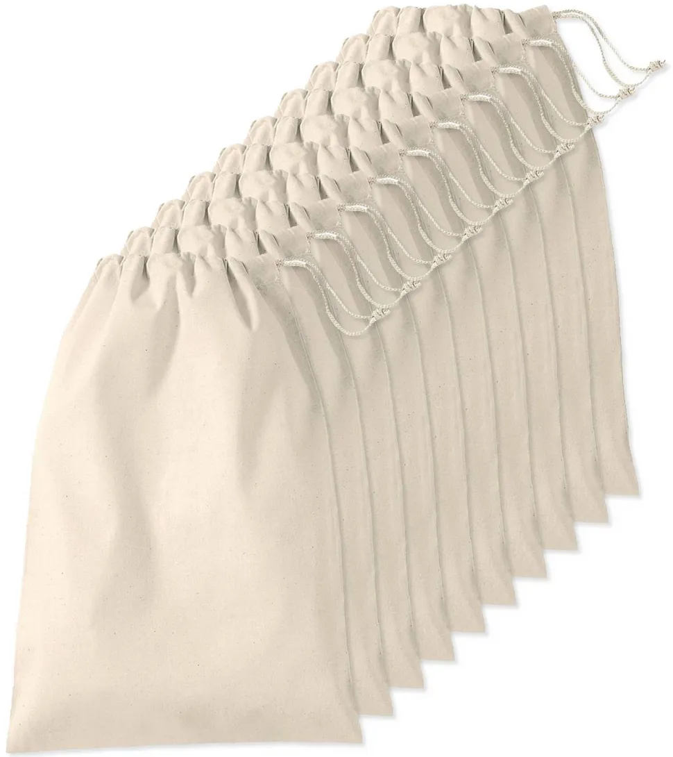 Pack de 100 Westford mill WM216 - Sac Cordelette en Coton Premium - fermeture à cordon - différentes tailles
