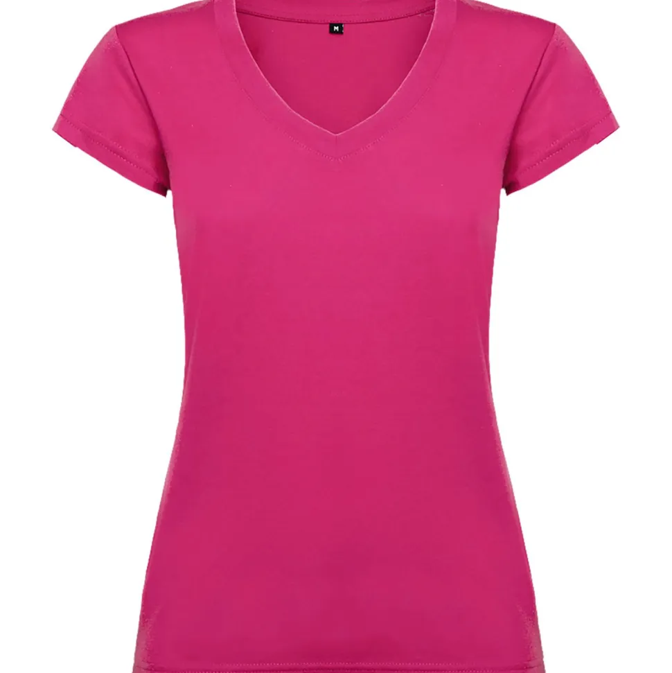 Roly CA6646 - T-shirt Femme Col V Coton avec Finitions Côtelées