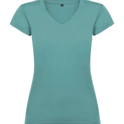 Roly CA6646 - T-shirt Femme Col V Coton avec Finitions Côtelées