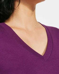Roly CA6646 - T-shirt Femme Col V Coton avec Finitions Côtelées