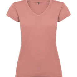 Roly CA6646 - T-shirt Femme Col V Coton avec Finitions Côtelées