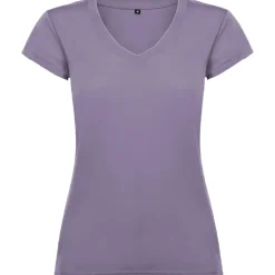 Roly CA6646 - T-shirt Femme Col V Coton avec Finitions Côtelées