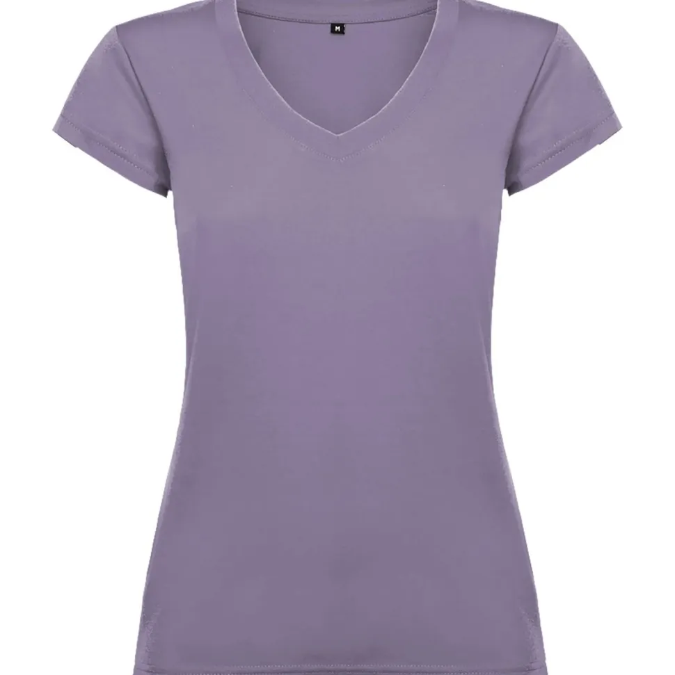 Roly CA6646 - T-shirt Femme Col V Coton avec Finitions Côtelées