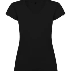 Roly CA6646 - T-shirt Femme Col V Coton avec Finitions Côtelées