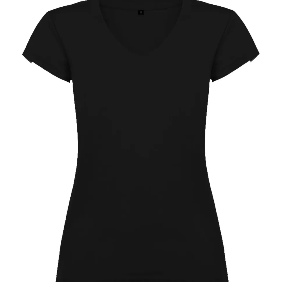Roly CA6646 - T-shirt Femme Col V Coton avec Finitions Côtelées