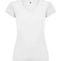 Roly CA6646 - T-shirt Femme Col V Coton avec Finitions Côtelées