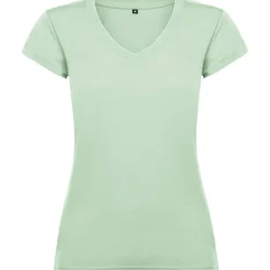 Roly CA6646 - T-shirt Femme Col V Coton avec Finitions Côtelées