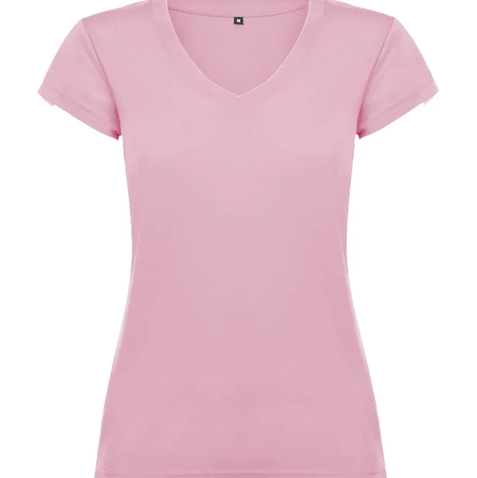 Roly CA6646 - T-shirt Femme Col V Coton avec Finitions Côtelées