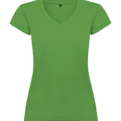 Roly CA6646 - T-shirt Femme Col V Coton avec Finitions Côtelées