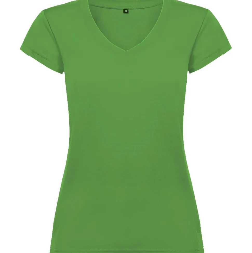 Roly CA6646 - T-shirt Femme Col V Coton avec Finitions Côtelées