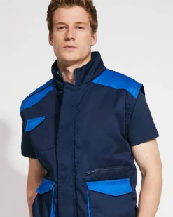 Roly CQ8414 - ARMADA Gilet de travail multi-poches avec col montant en couleurs combinés