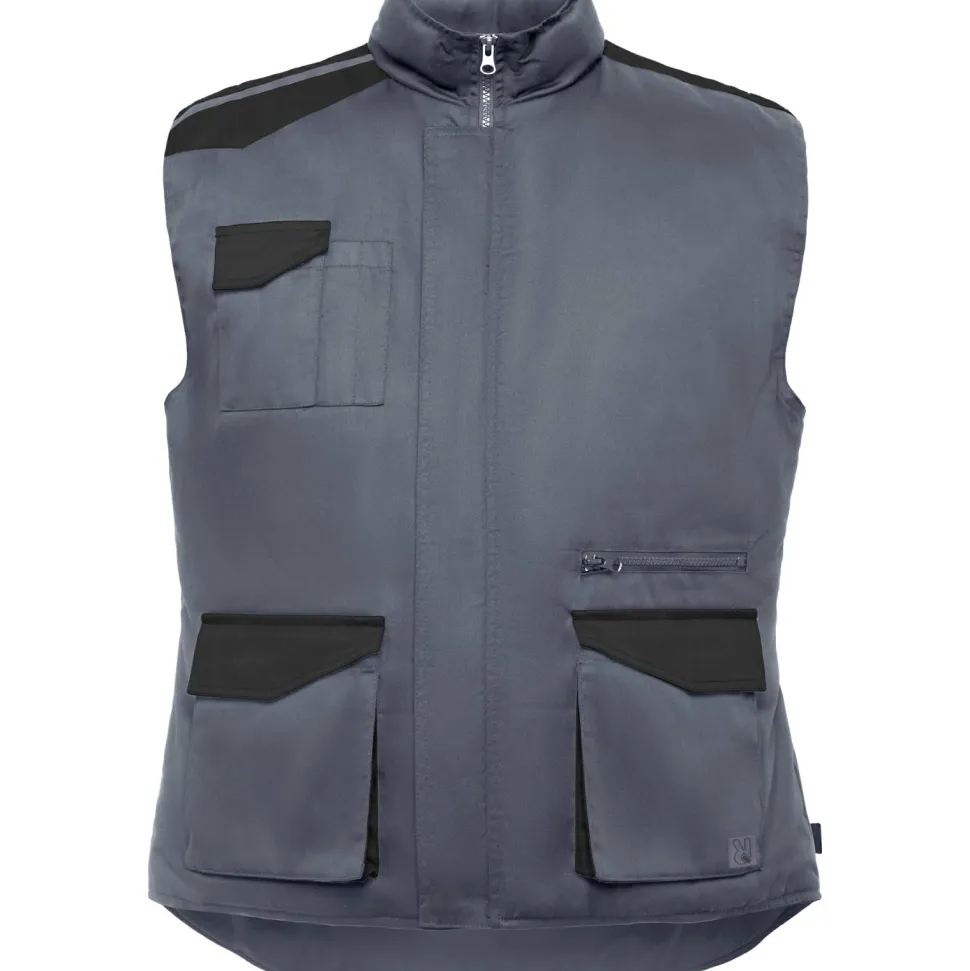 Roly CQ8414 - ARMADA Gilet de travail multi-poches avec col montant en couleurs combinés