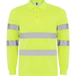 Roly HV9306 - POLARIS L/S Polo technique manches longue haute visibilité avec deux bandes refléchissantes sur manches