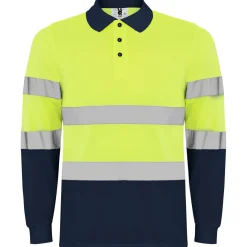 Roly HV9306 - POLARIS L/S Polo technique manches longue haute visibilité avec deux bandes refléchissantes sur manches