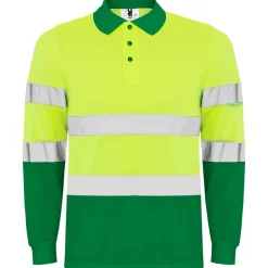 Roly HV9306 - POLARIS L/S Polo technique manches longue haute visibilité avec deux bandes refléchissantes sur manches