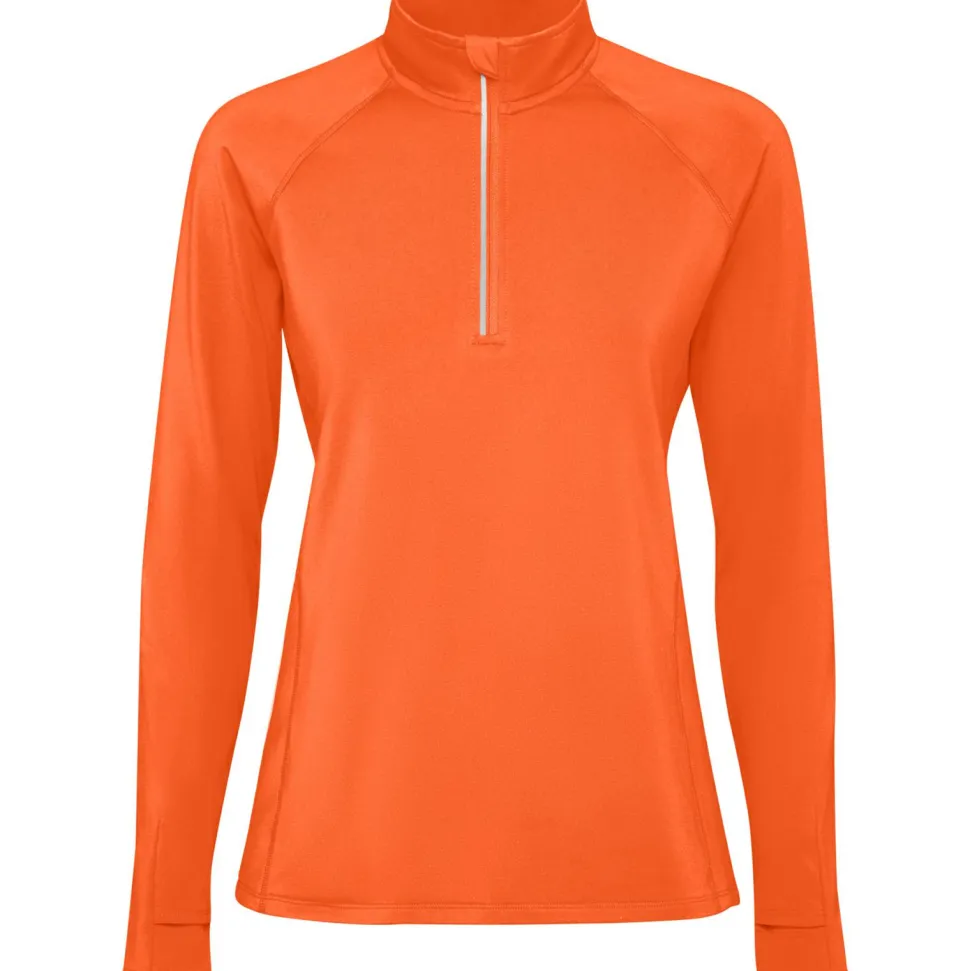 Roly SU1033 - ESTAMBUL WOMAN Sweatshirt technique brossé ajusté avec une manche raglan et une demi fermeture à glissière inversée avec un détail réfléchissant