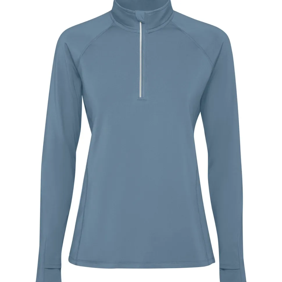 Roly SU1033 - ESTAMBUL WOMAN Sweatshirt technique brossé ajusté avec une manche raglan et une demi fermeture à glissière inversée avec un détail réfléchissant