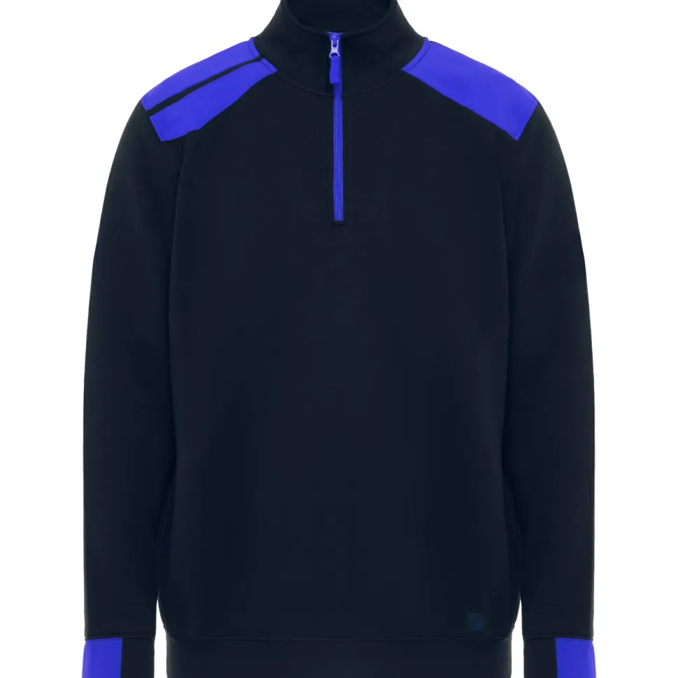 Roly SU8413 - MAVERICK Sweat à col montant et demi-zip de couleurs combinés