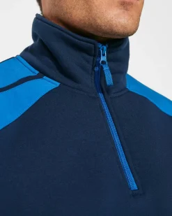 Roly SU8413 - MAVERICK Sweat à col montant et demi-zip de couleurs combinés
