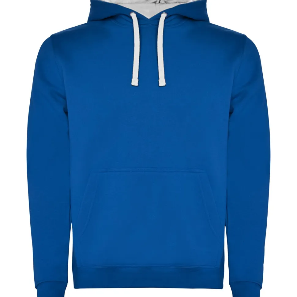 Roly SU1067 - URBAN Sweat-shirt bicolore avec capuche doublée et cordon de serrage contrasté