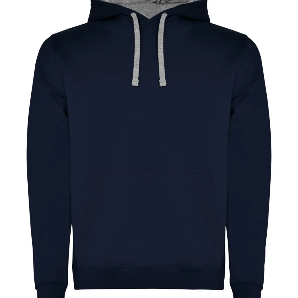 Roly SU1067 - URBAN Sweat-shirt bicolore avec capuche doublée et cordon de serrage contrasté
