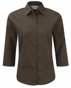 Russell Collection J946F - Chemise ajustée manches ¾ facile d’entretien pour femme