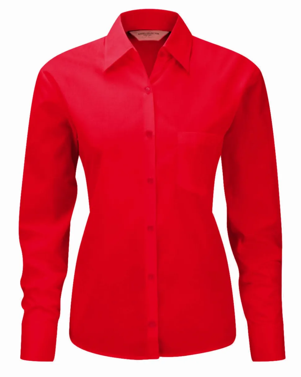 Russell Collection J934F - Chemise Élégante Femme en Popeline Facile d'Entretien