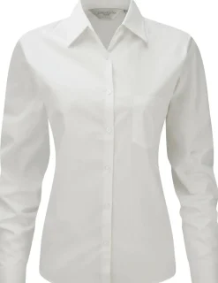 Russell Collection RU936F - Chemise En Popeline Pur Coton Femme Manches Longues