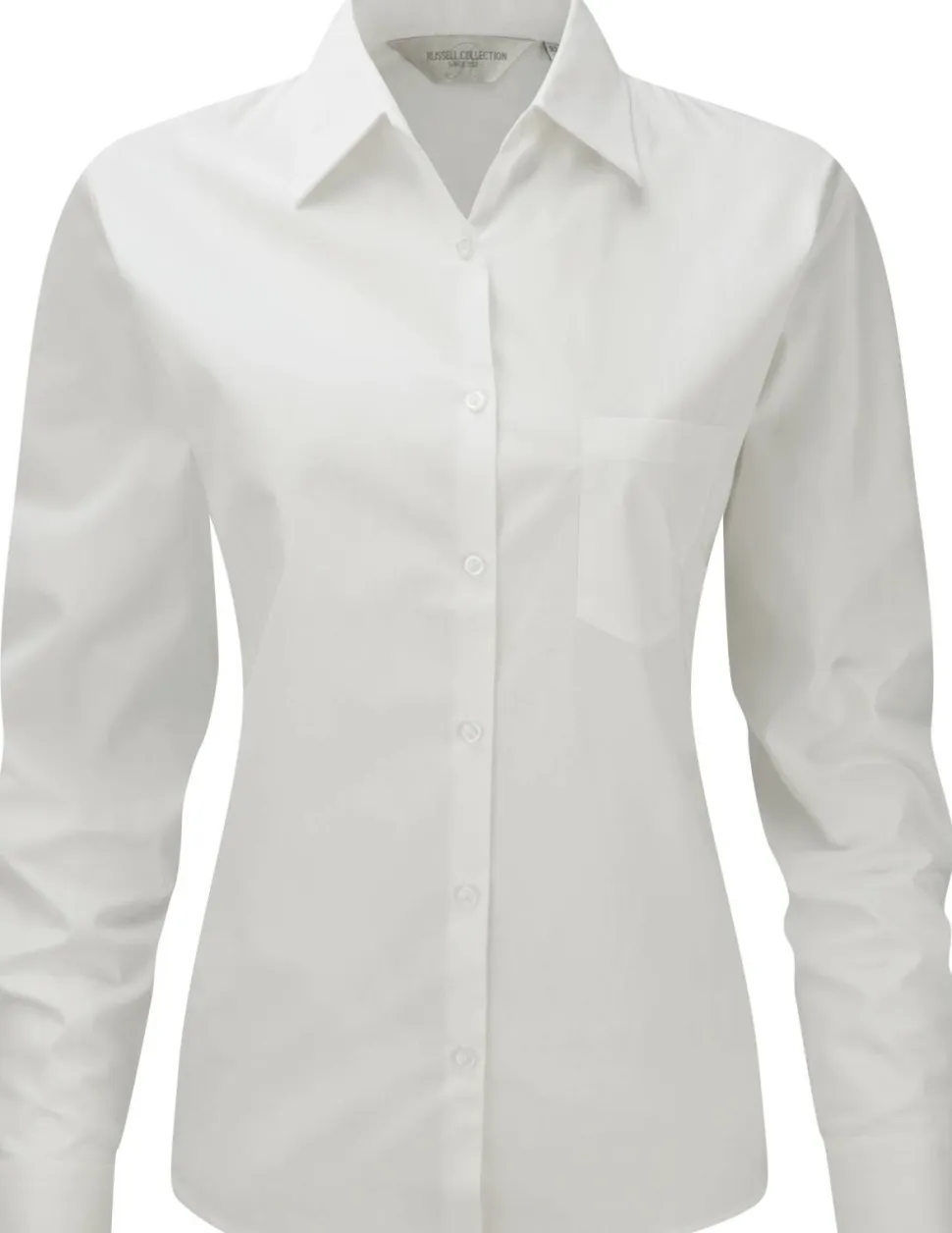 Russell Collection RU936F - Chemise En Popeline Pur Coton Femme Manches Longues