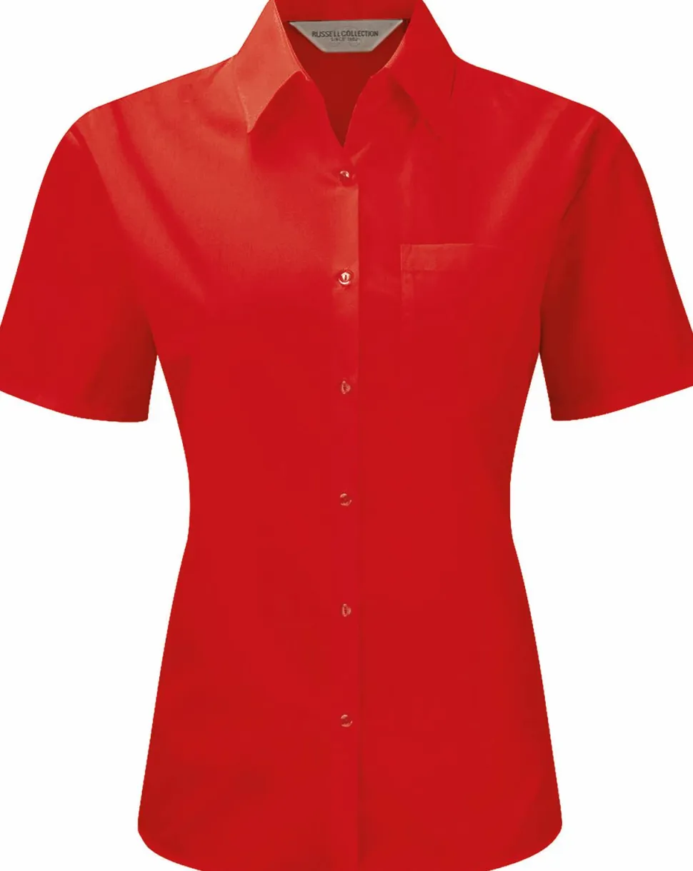 Russell Collection RU935F - CHEMISE EN POPELINE FEMME MANCHES COURTES