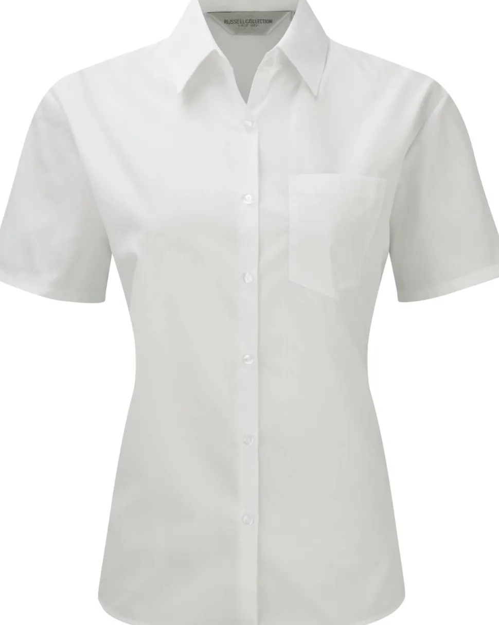 Russell Collection RU935F - CHEMISE EN POPELINE FEMME MANCHES COURTES