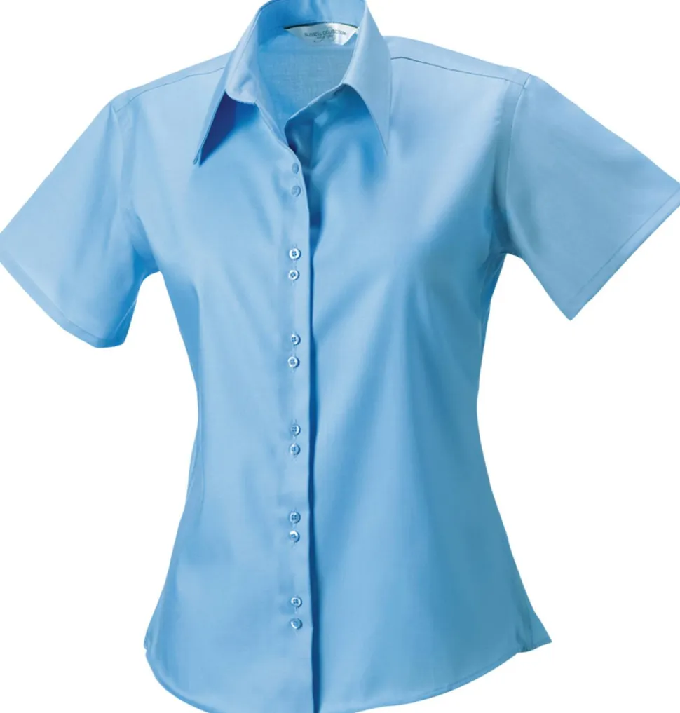 Russell Collection RU957F - Chemise Manches Courtes Sans Repassage Pour Femme