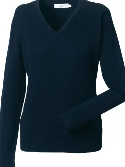 Russell Collection RU710F - Pull Moderne à Col V en Coton Mélangé