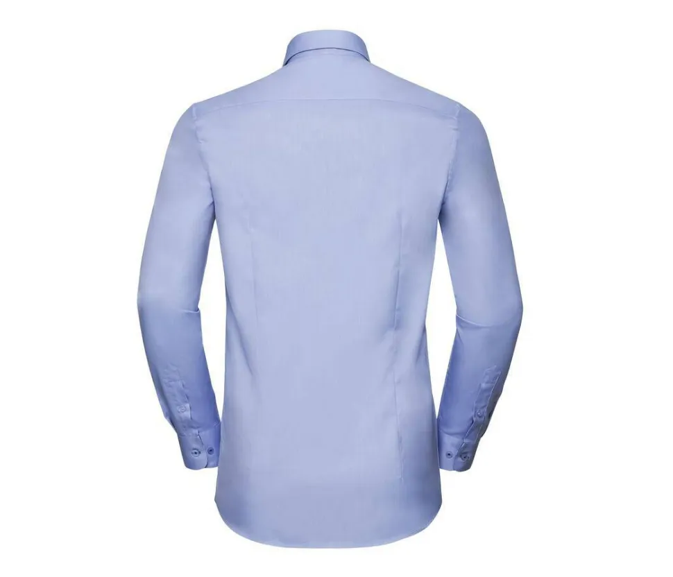 RUSSELL COLLECTION RU964M - MEN'S LONG SLEEVE TAILORED CONTRAST HERRINGBONE SHIRT