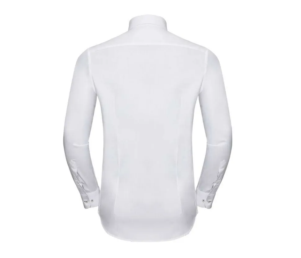 RUSSELL COLLECTION RU964M - MEN'S LONG SLEEVE TAILORED CONTRAST HERRINGBONE SHIRT