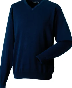 Russell Collection RU710M - Pull Moderne à Col V en Coton Mélangé