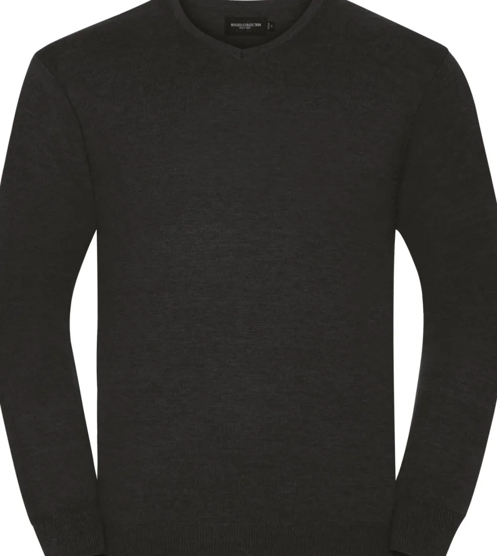 Russell Collection RU710M - Pull Moderne à Col V en Coton Mélangé
