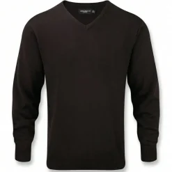 Russell Collection RU710M - Pull Moderne à Col V en Coton Mélangé