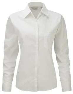Russell Europe R-936F-0 - Blouse Élégante en Popeline de Coton à Manches Longues