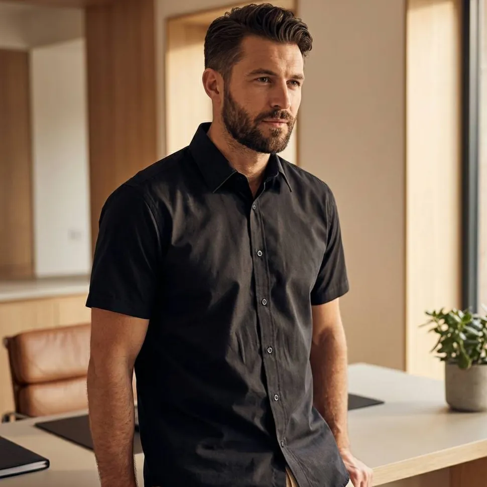 Russell Europe R-923M-0 - Chemise Oxford à Manches Courtes Élégante