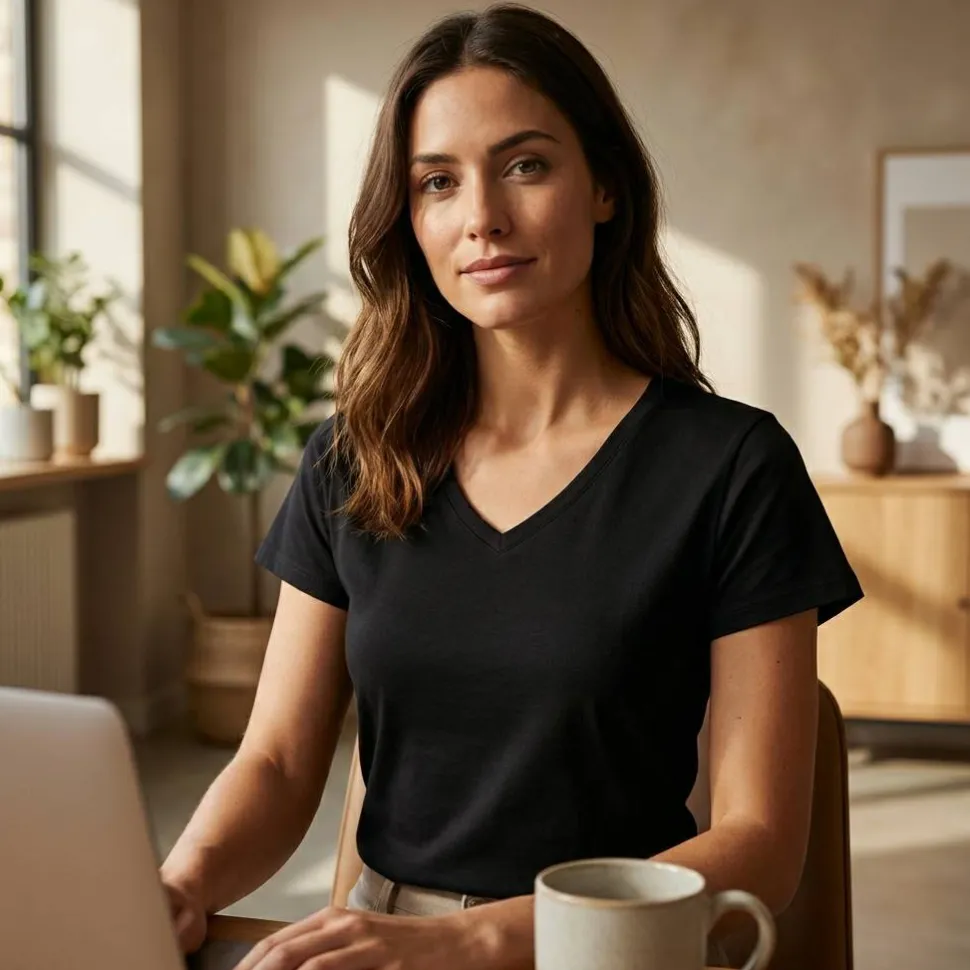 Sans Étiquette SE634 - T-shirt Col V Sans Étiquette Confortable