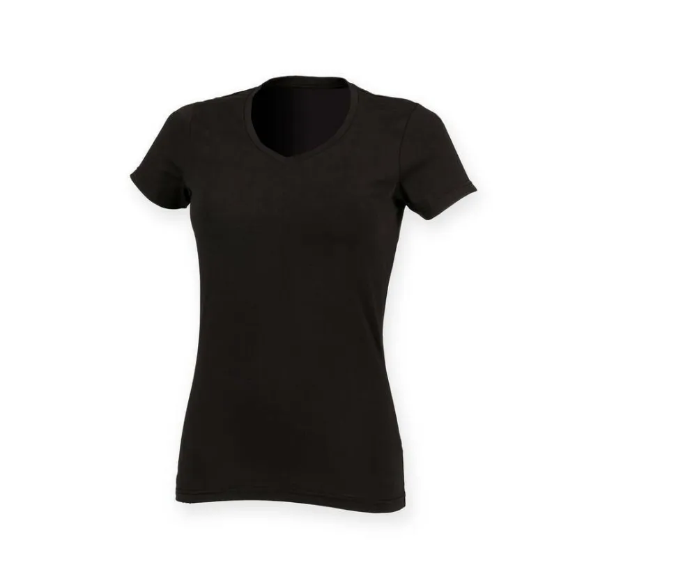 Skinnifit SK122 - Tee-Shirt Stretch Col V pour Femme