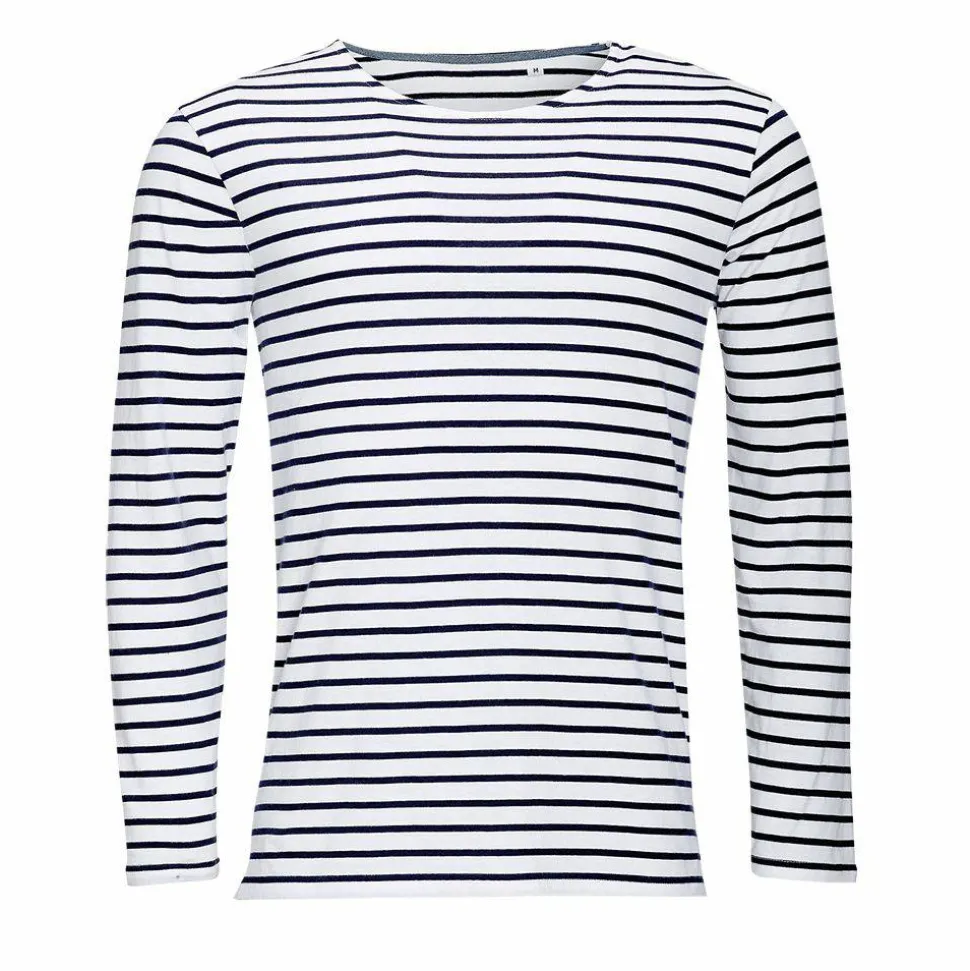 SOL'S 01402 - MARINE MEN Tee Shirt Homme Manches Longues Rayé