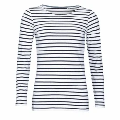 SOL'S 01403 - MARINE WOMEN Tee Shirt Femme Manches Longues Rayé