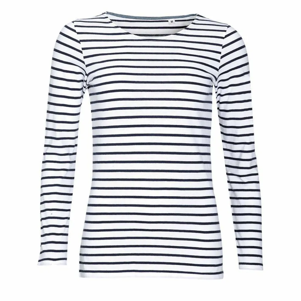 SOL'S 01403 - MARINE WOMEN Tee Shirt Femme Manches Longues Rayé