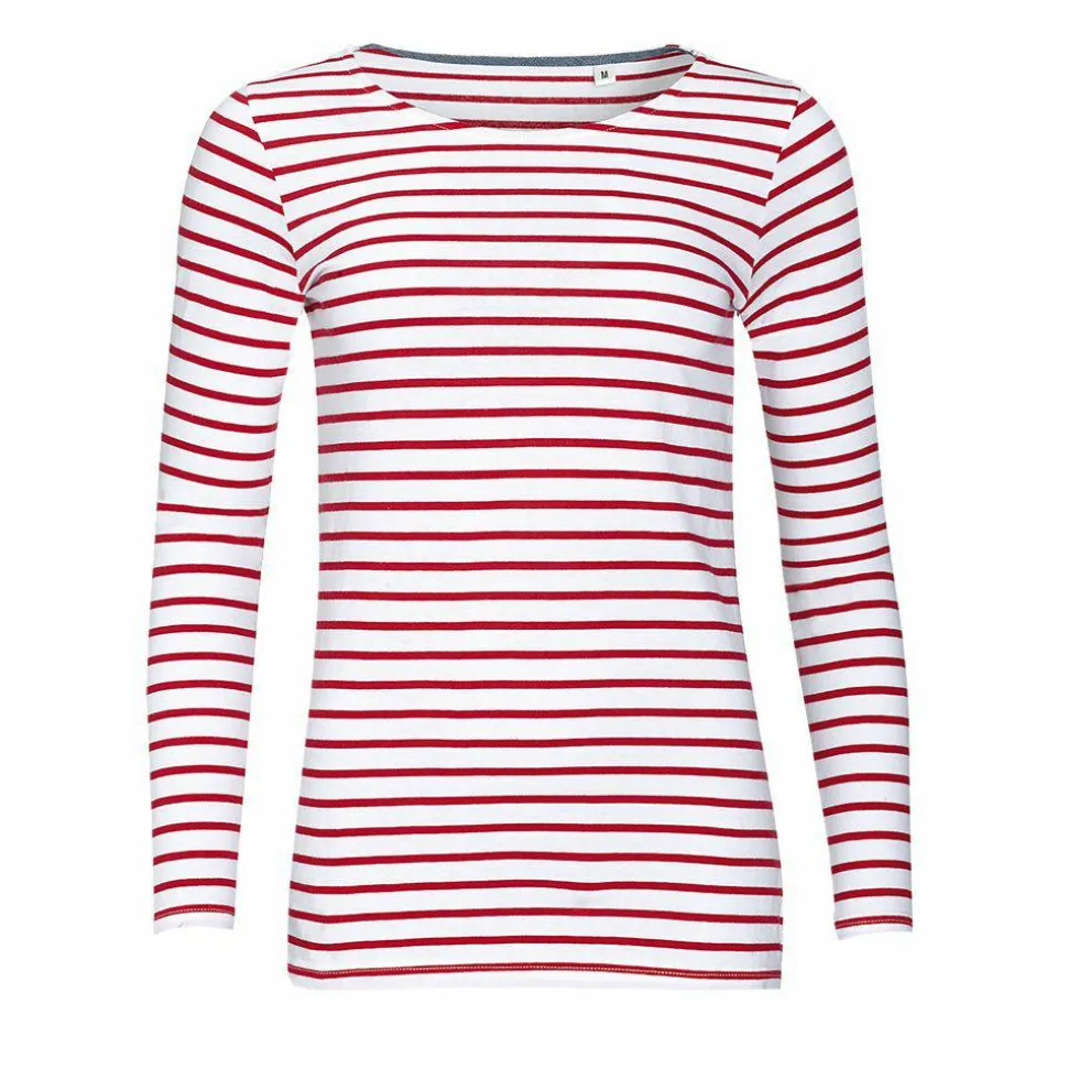 SOL'S 01403 - MARINE WOMEN Tee Shirt Femme Manches Longues Rayé