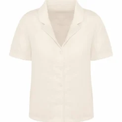 Spasso SP523 - Chemise à col bowling manches courtes en lin femme