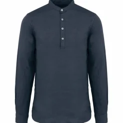 Spasso SP507 - Chemise à col Mao délavée en lin homme